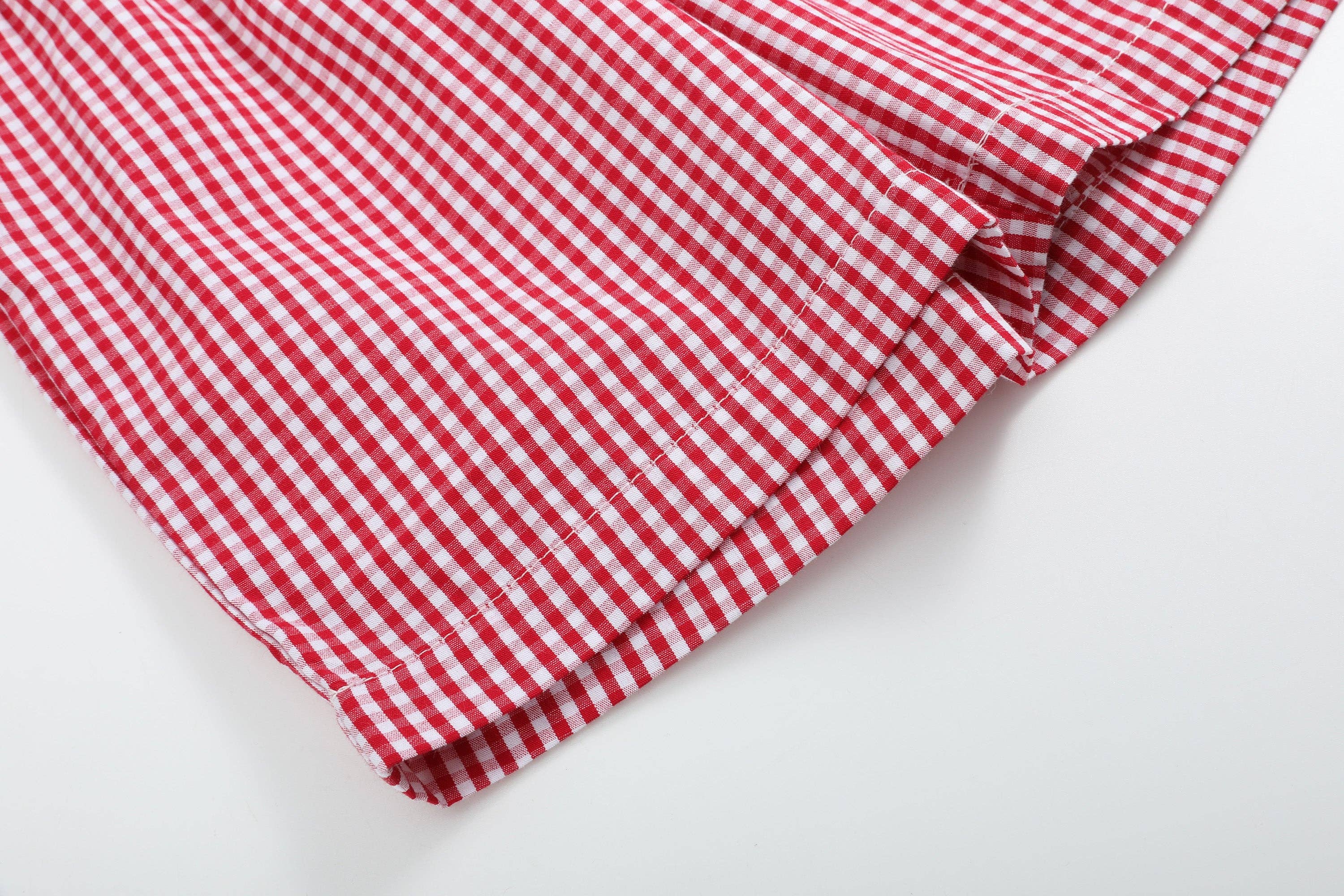 Baseball Smocked Shirt and Red Gingham Shorts Set - LuLLabY LaNe