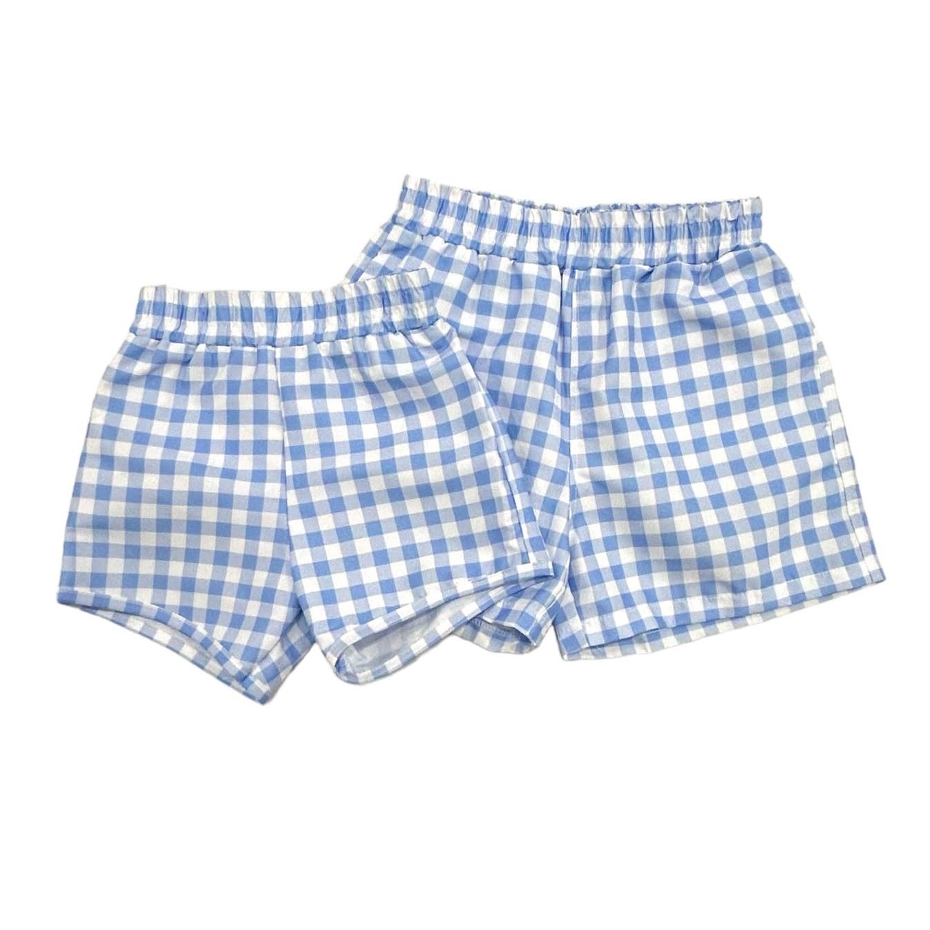 Boys Summer Swim Shorts - Blue Gingham - LuLLabY LaNe