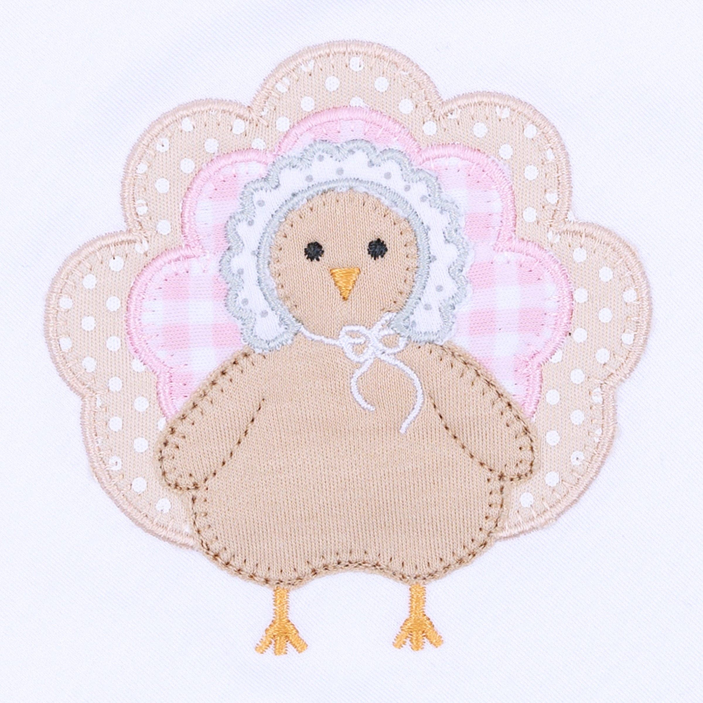 Pilgrim Pals Applique Ruffle Short Sleeve Bubble - Pink