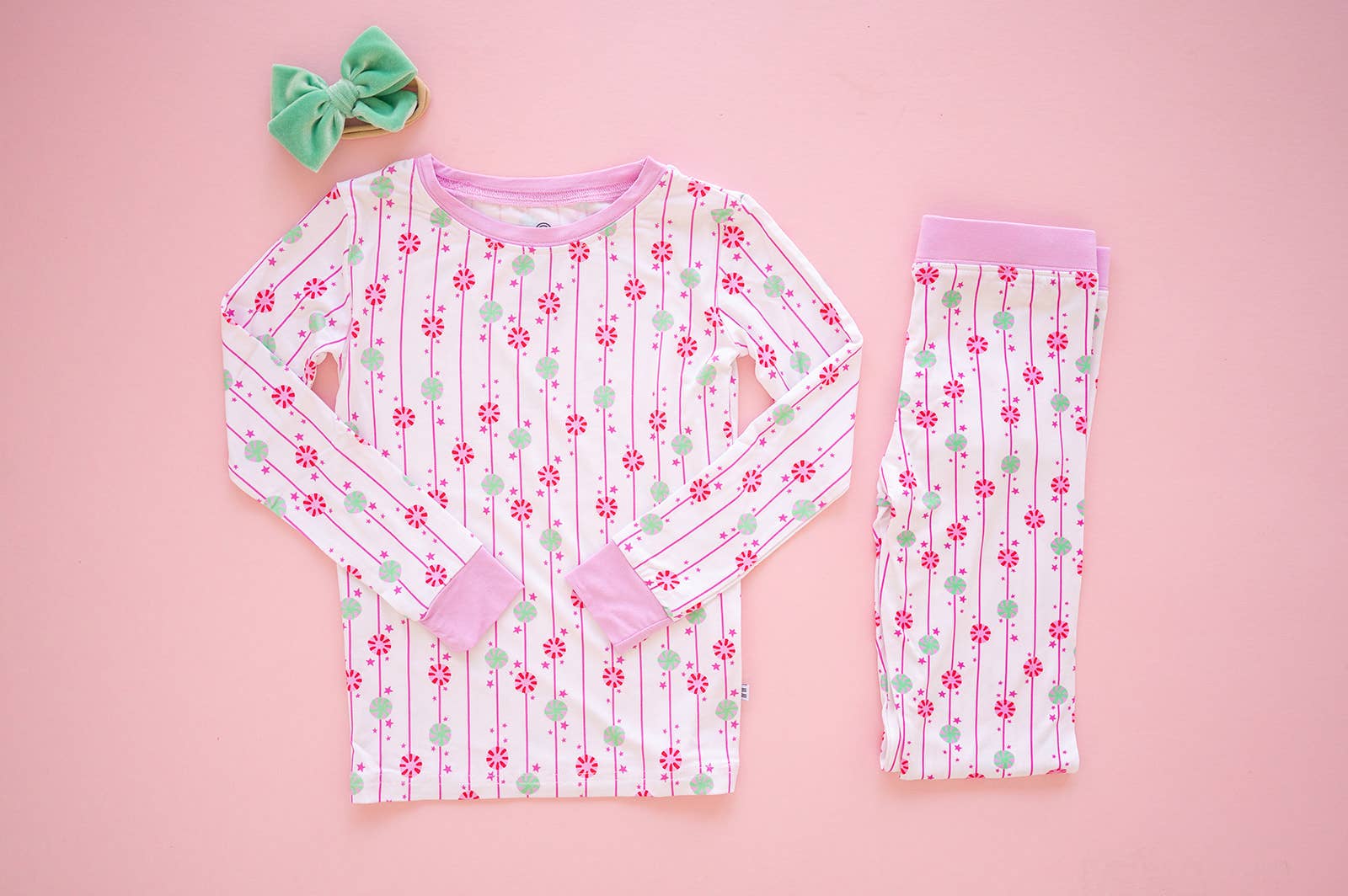 Christmas Pink Peppermint Bamboo Two Piece Set - LuLLabY LaNe