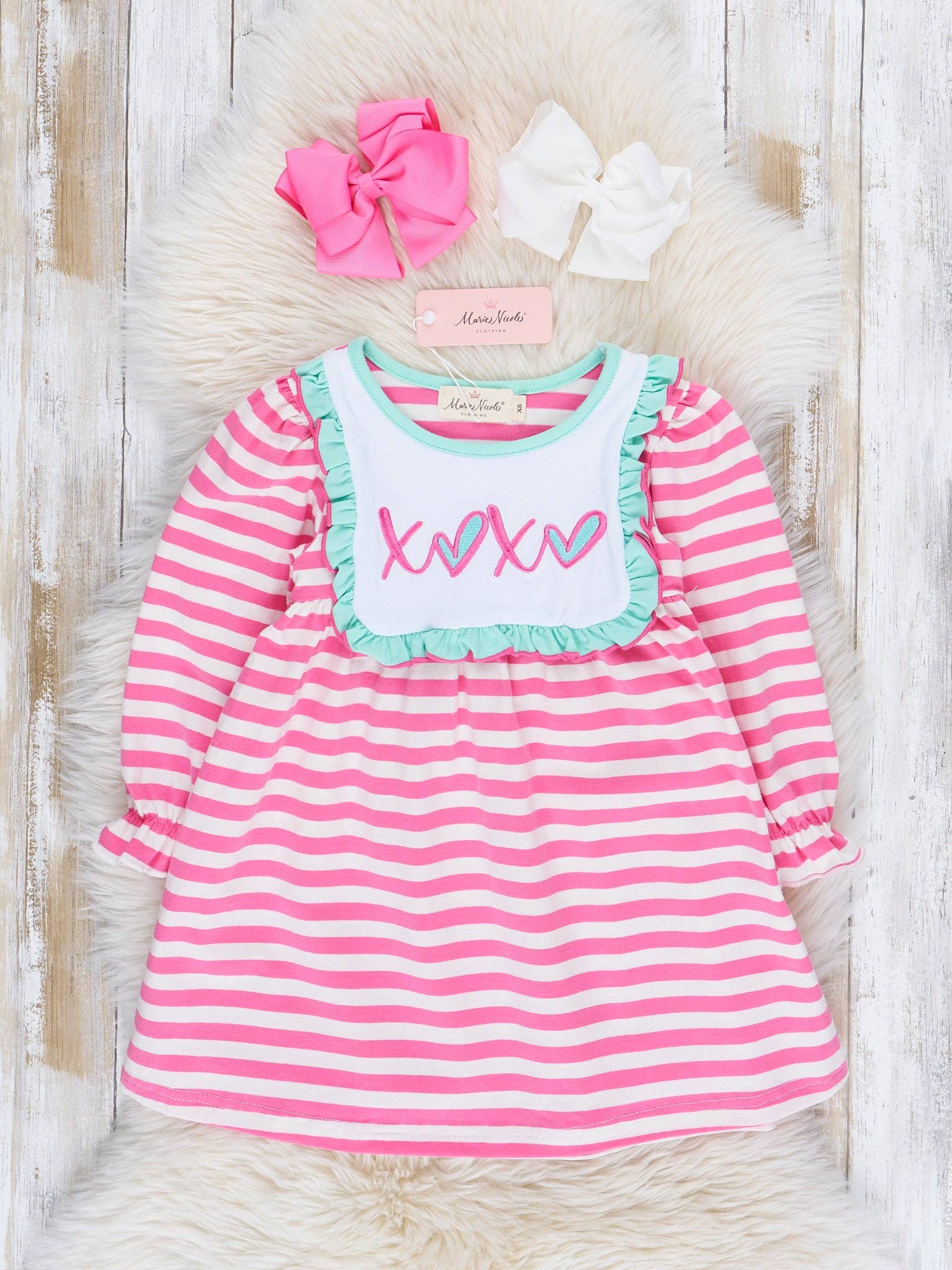 Pink & Teal XOXO Ruffle Dress - LuLLabY LaNe