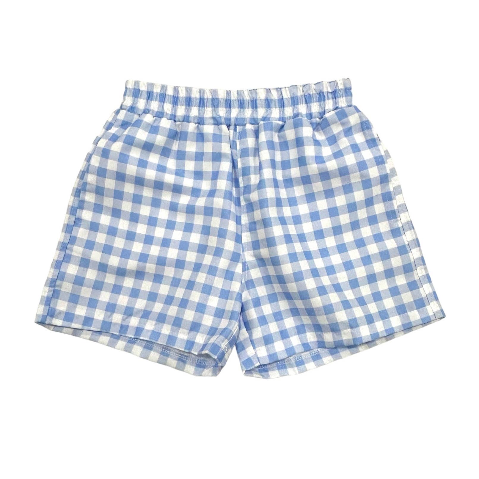 Boys Summer Swim Shorts - Blue Gingham - LuLLabY LaNe