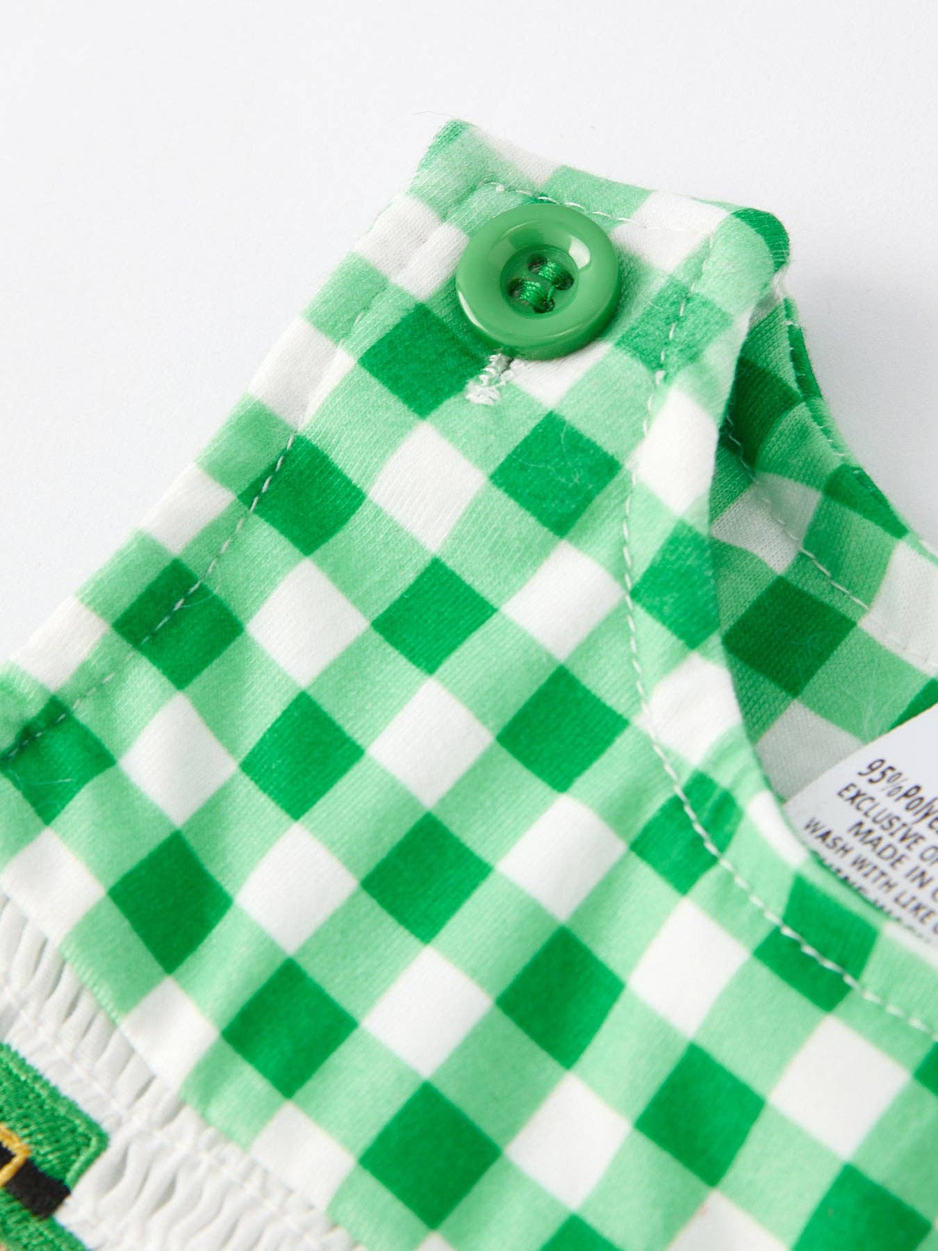 St. Patrick's Day Smocking Embroidered Green Plaid Boys' Romper - LuLLabY LaNe