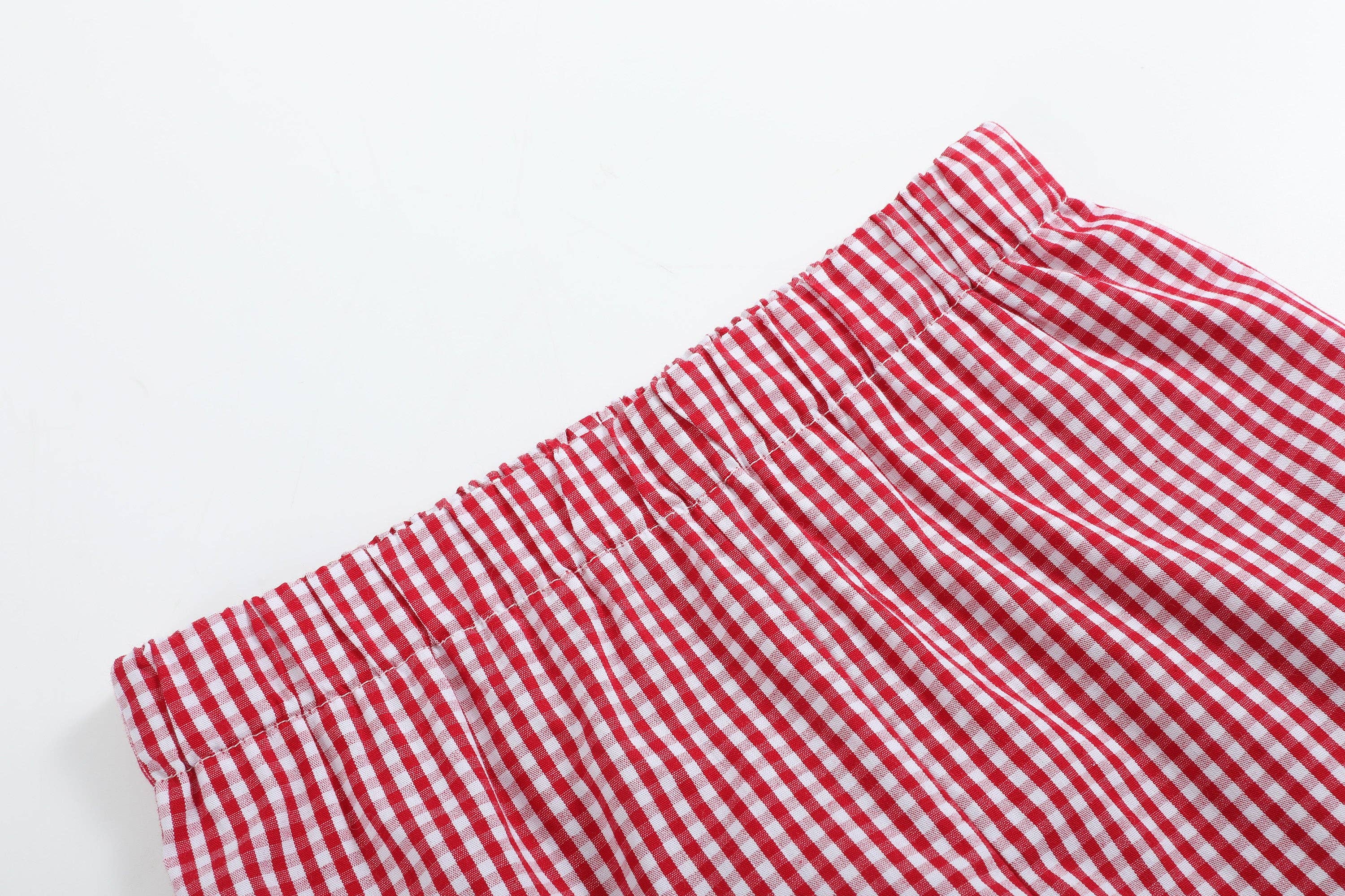 Baseball Smocked Shirt and Red Gingham Shorts Set - LuLLabY LaNe