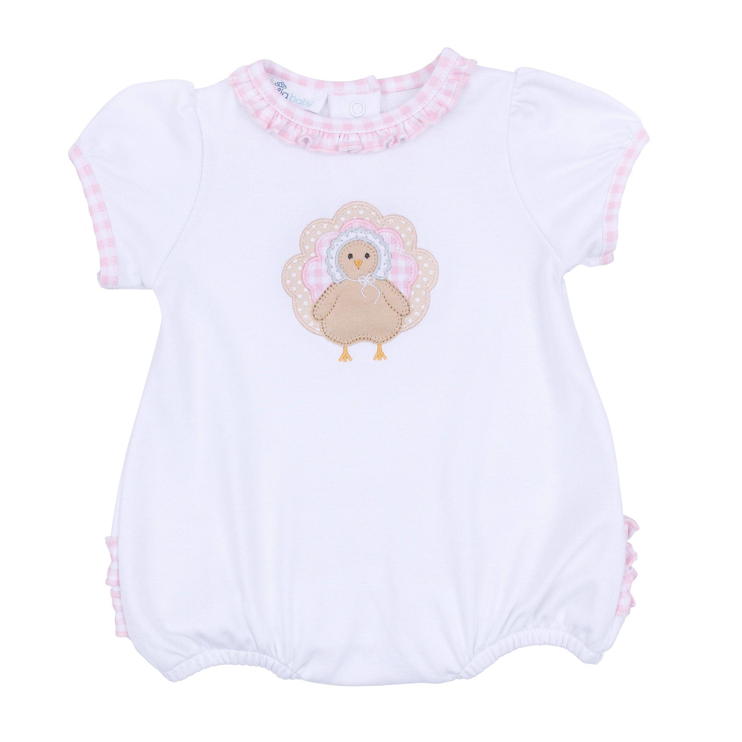 Pilgrim Pals Applique Ruffle Short Sleeve Bubble - Pink