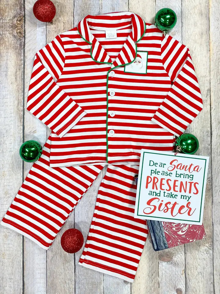 Boys Red Striped PJ's.