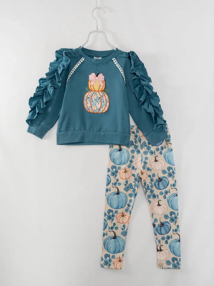 Blue Pumpkin Ruffle Girl Pant Set.