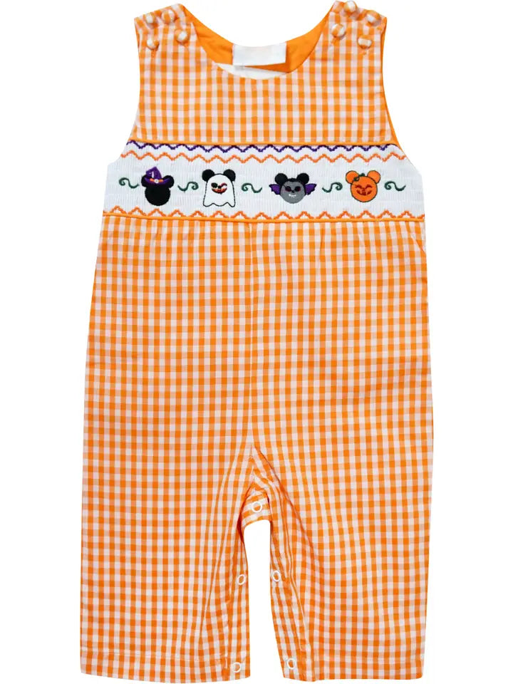 Boys Halloween Mickey Jack-O-Lantern Longall Romper.