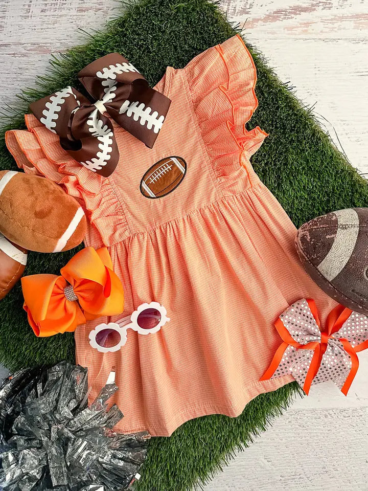 Orange Classic Gingham Football Dress.