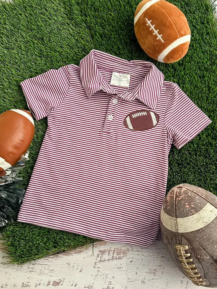 Burgundy Classic Striped Football Boys Top.