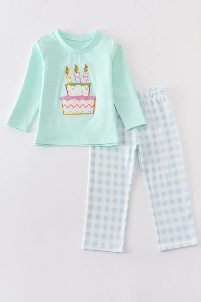 Green Cake Plaid Boy Set.