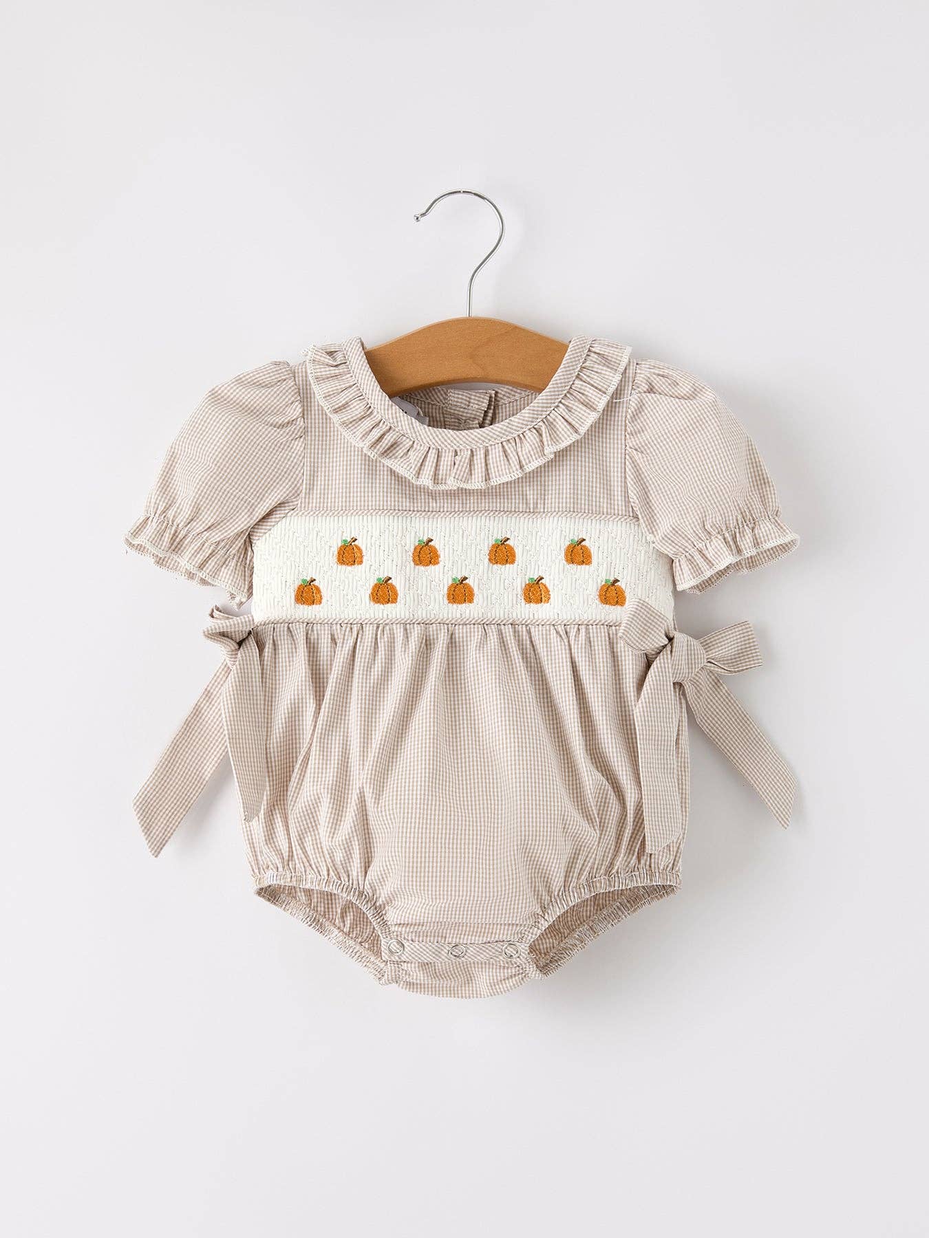 Pumpkin Plaid Baby Girl Bubble