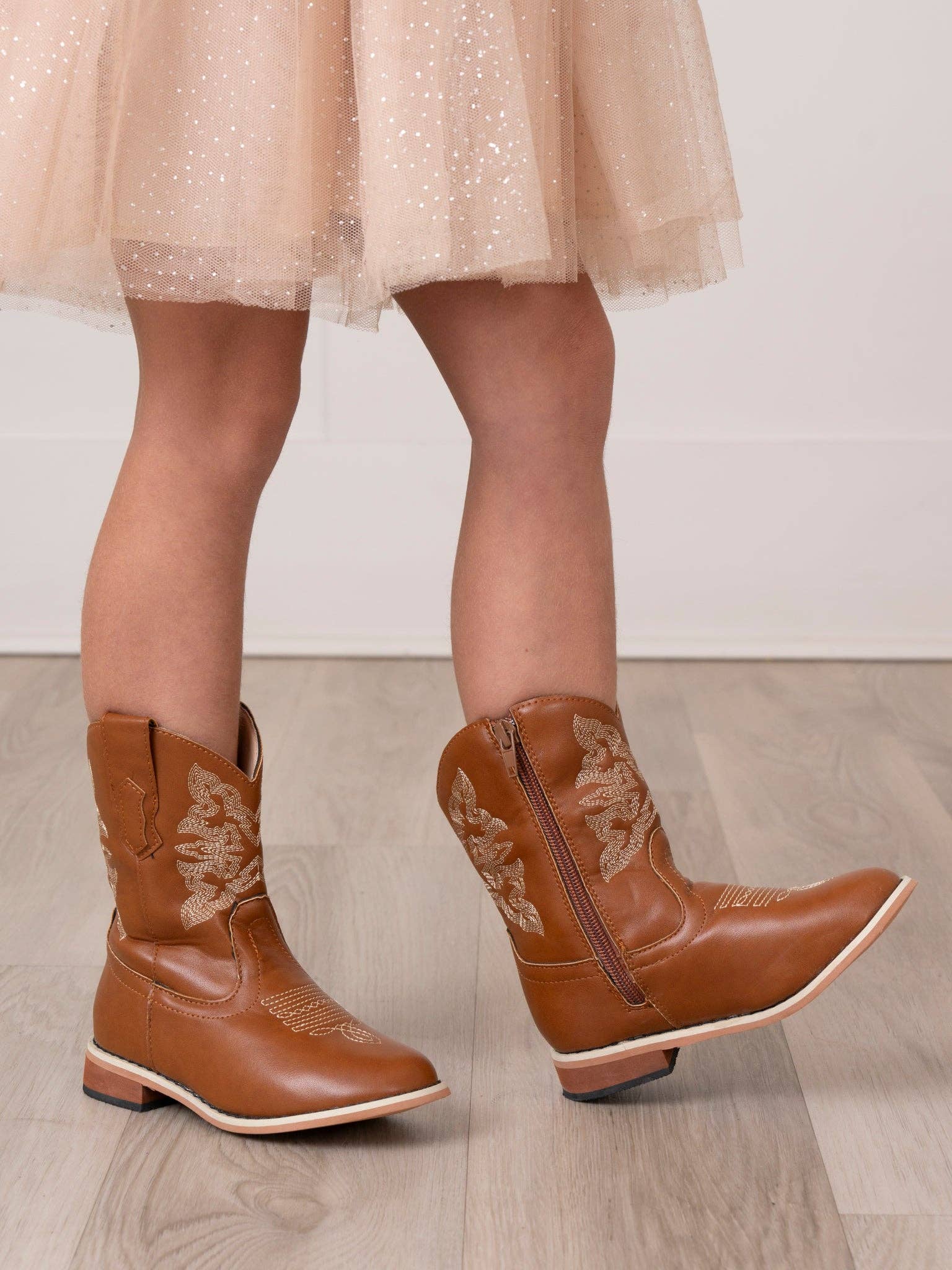 Kids Unisex Light Brown Cowboy Boots