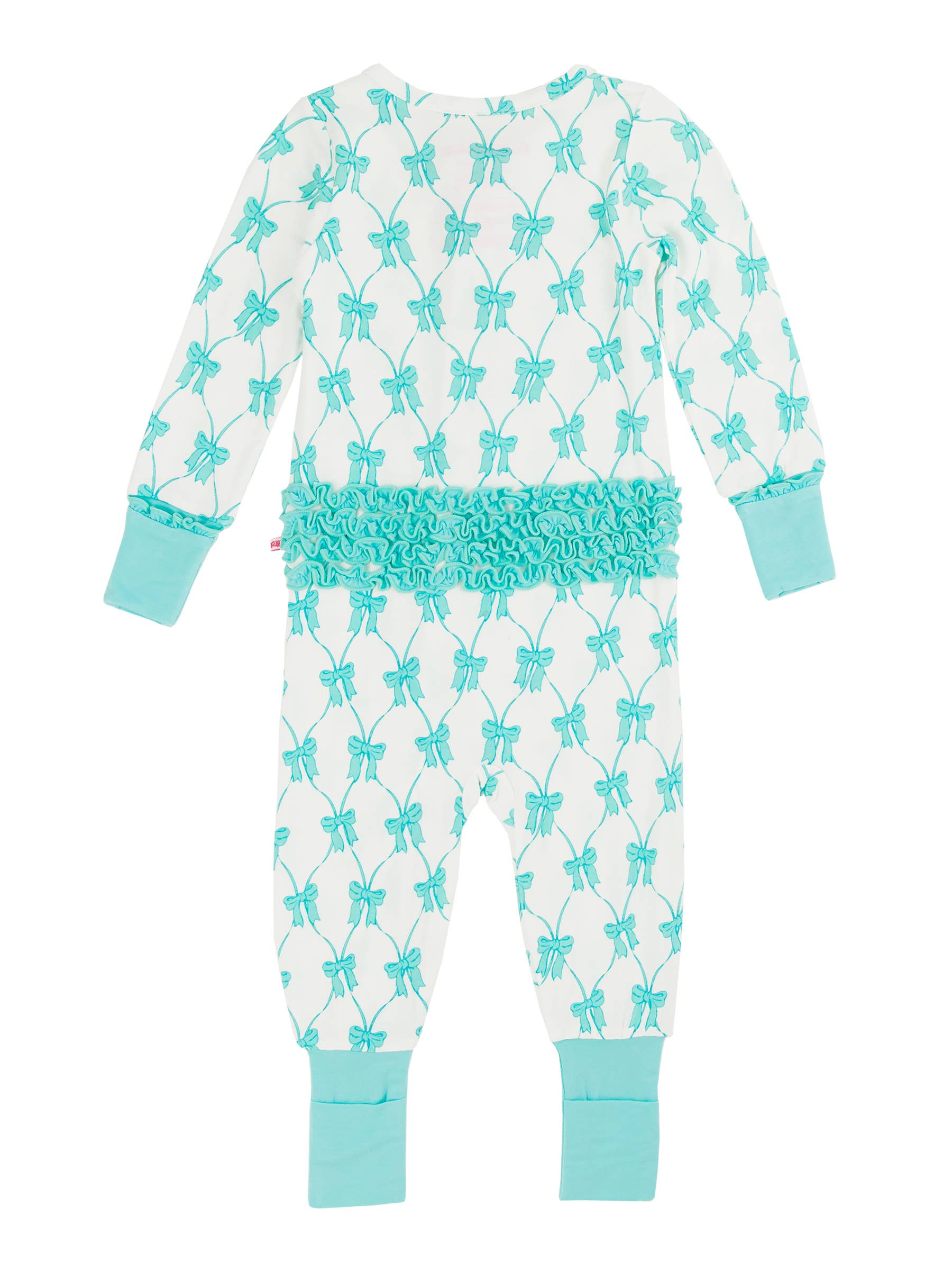 Baby Girls Teal Bow Ruffle Pajama