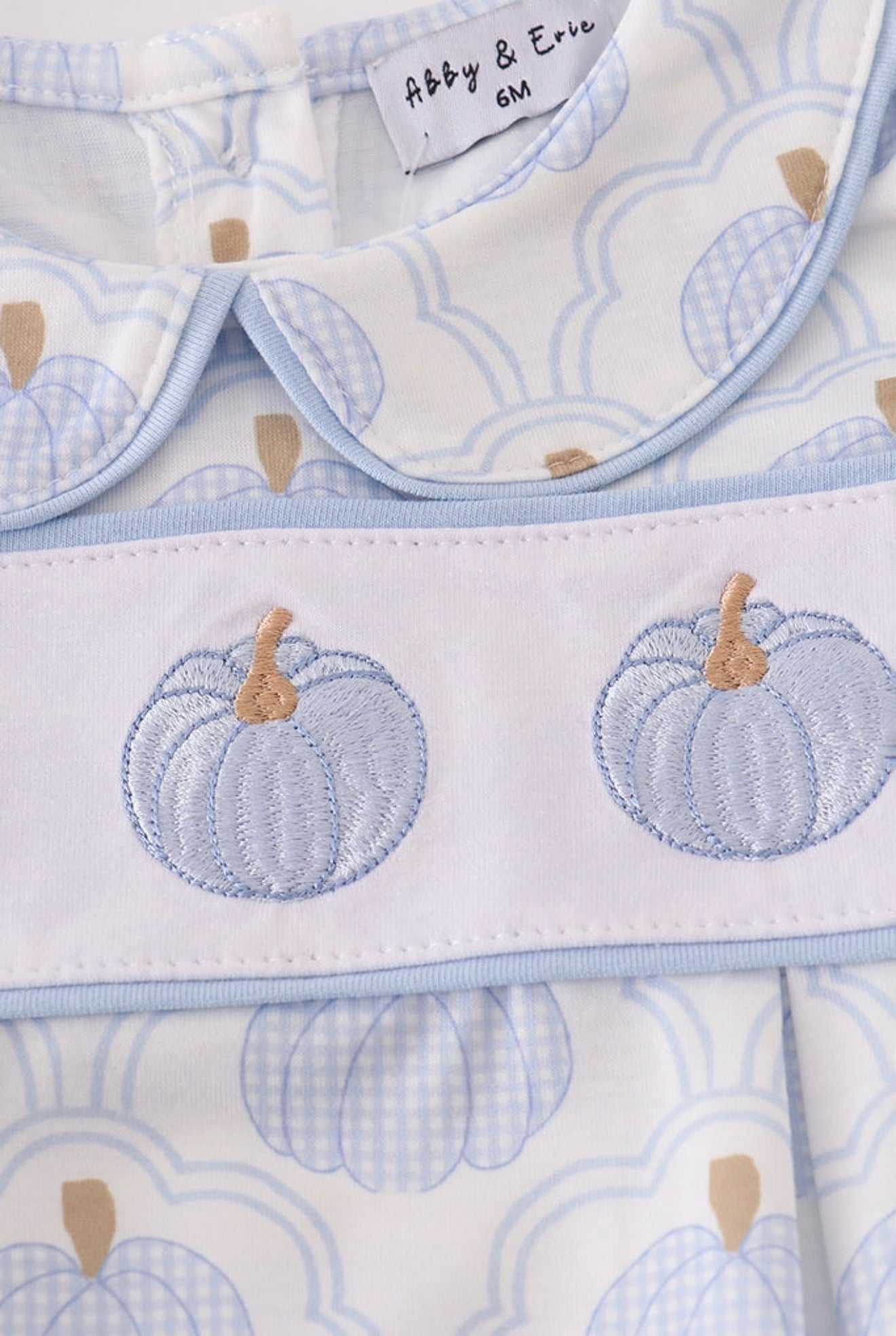 Light Blue Pumpkin Gingham Bubble - LuLLabY LaNe