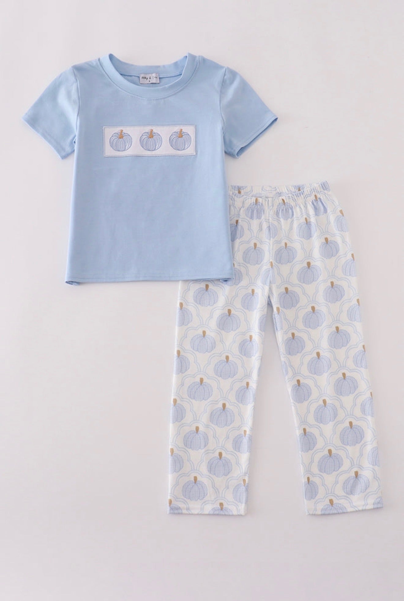 Light Blue Pumpkin Gingham Set