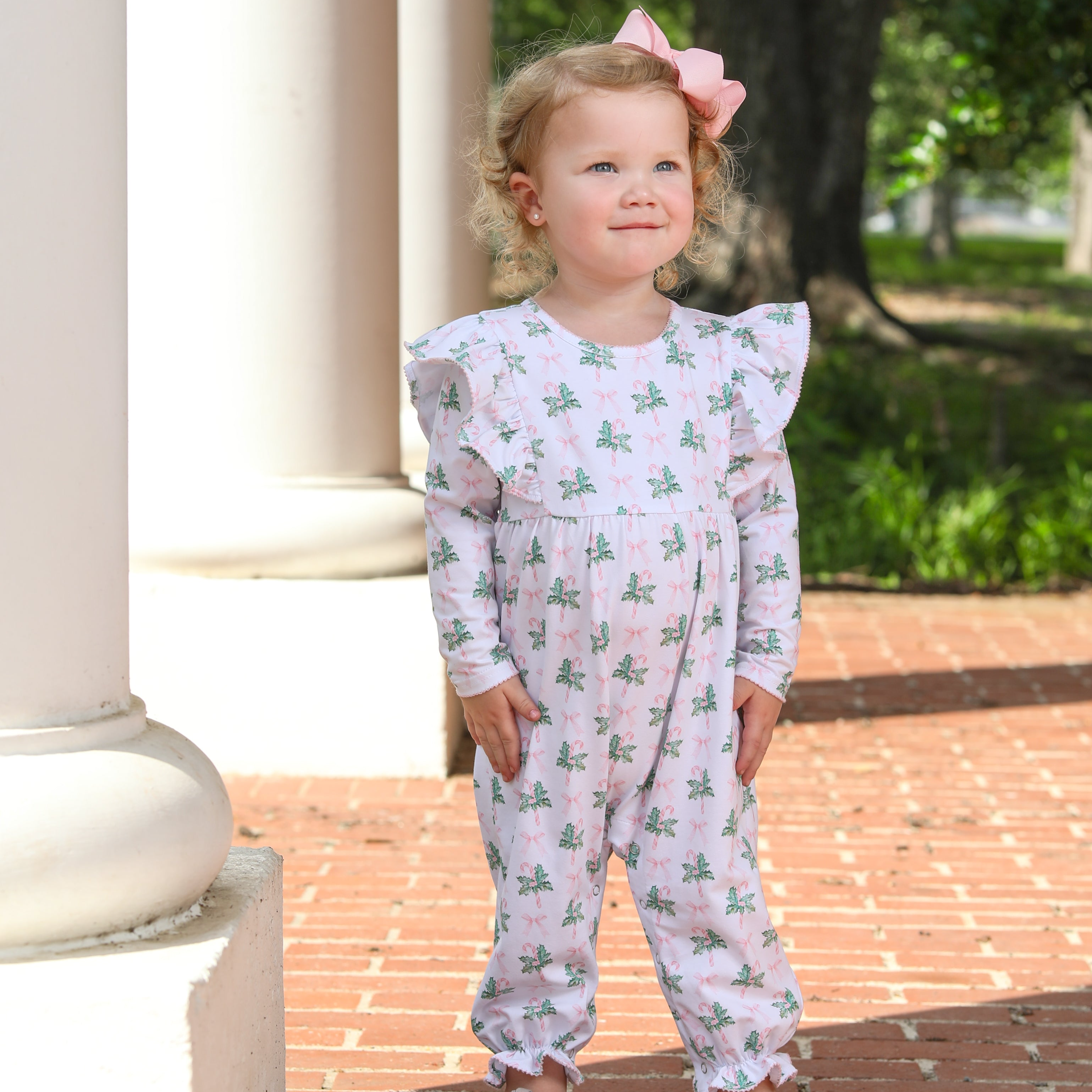 Pink Bows and Mistletoes Romper