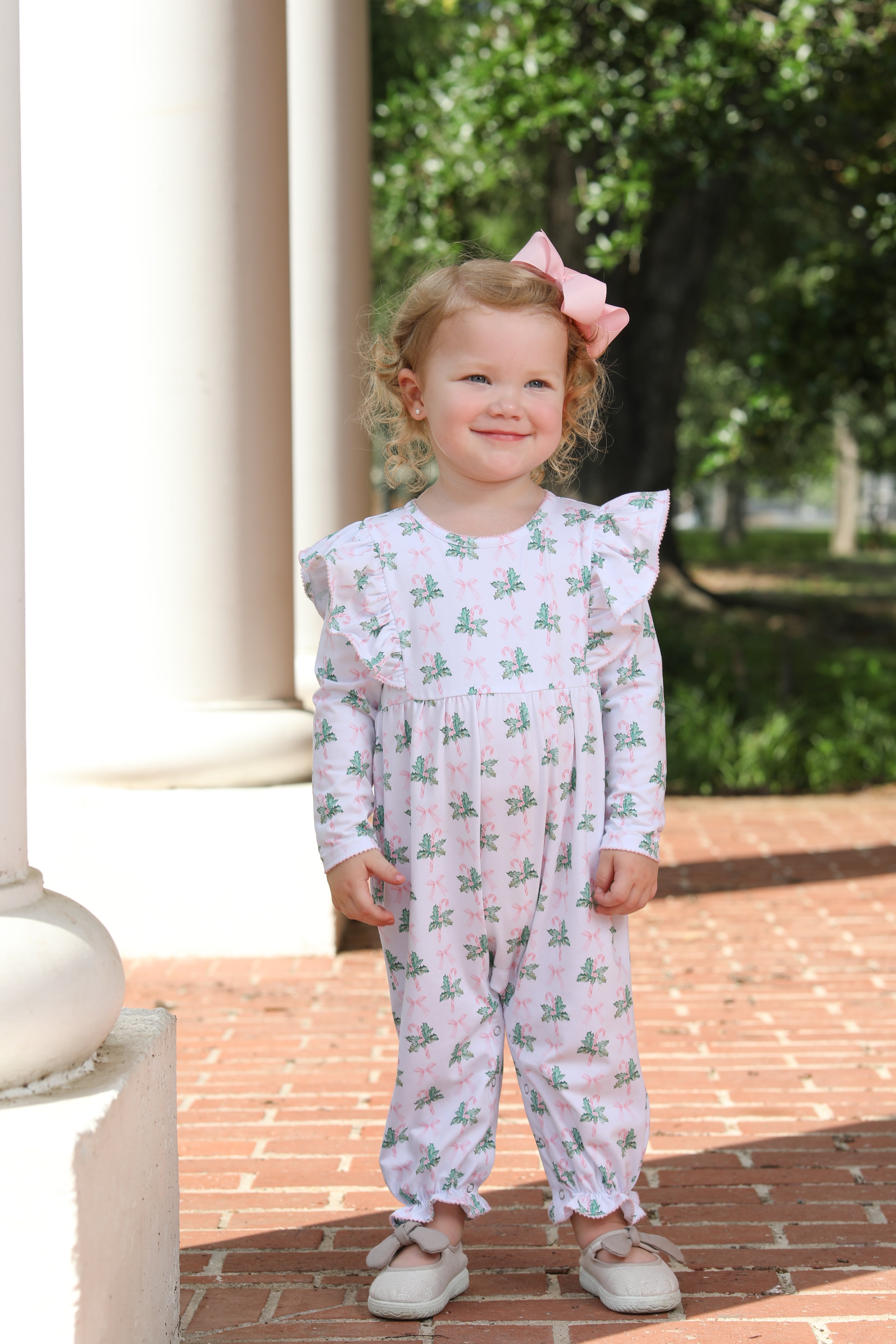 Pink Bows and Mistletoes Romper