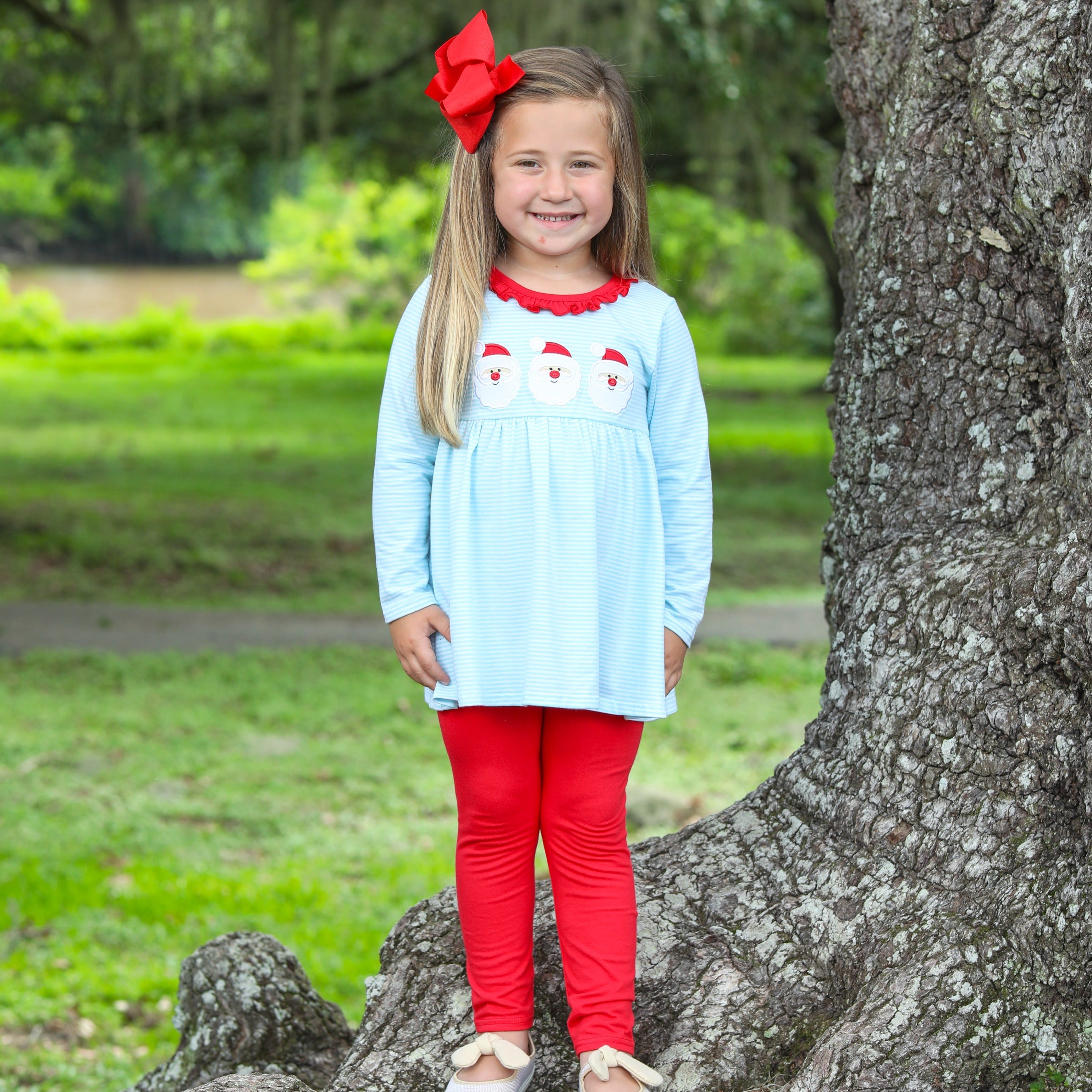 Santa Trio Ruffle Pants Set- Girls