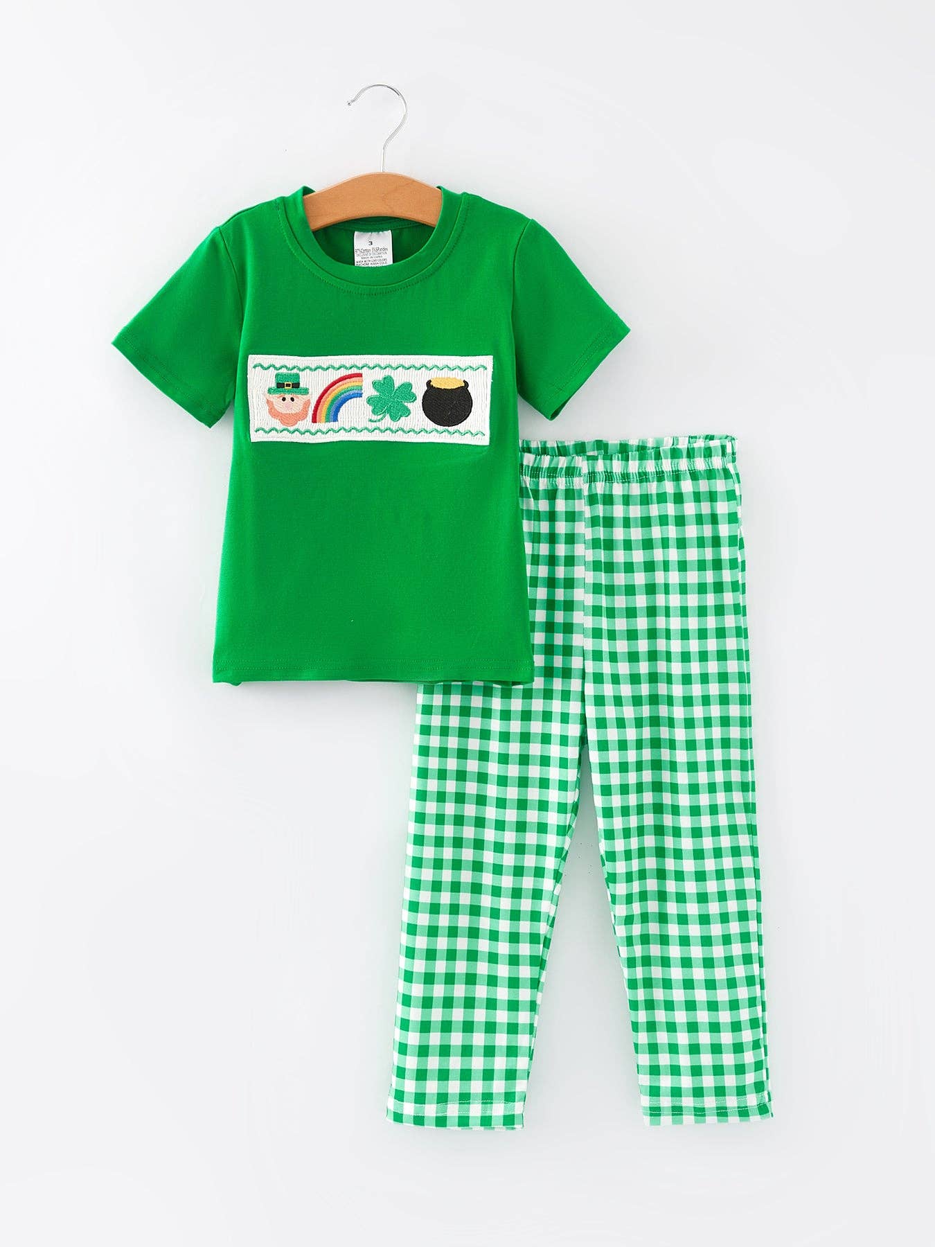 St. Patrick's Day Smocking Embroidered Plaid Outfit Set - LuLLabY LaNe