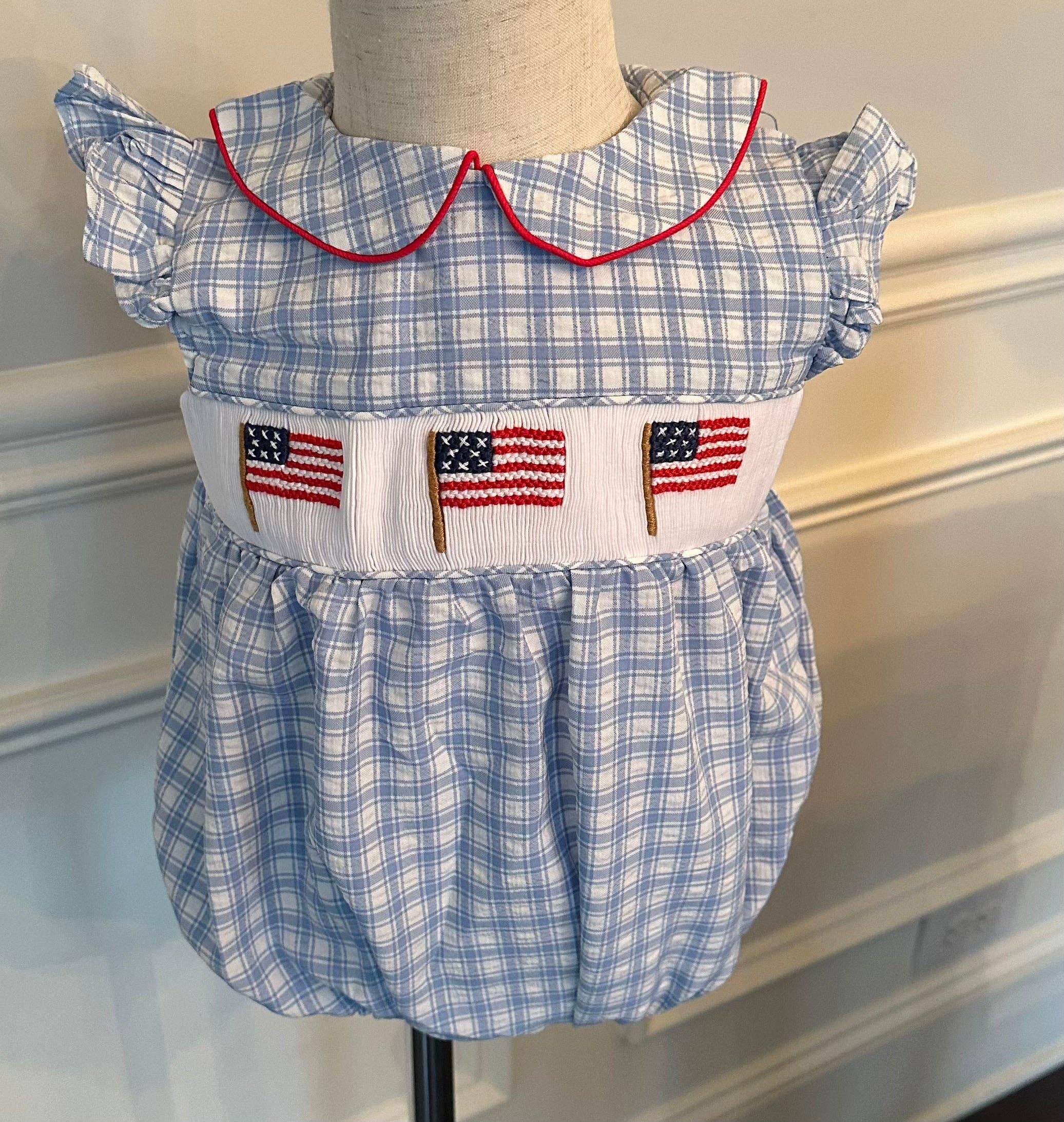 GRAND OLE FLAG SMOCKED BUBBLE - LuLLabY LaNe