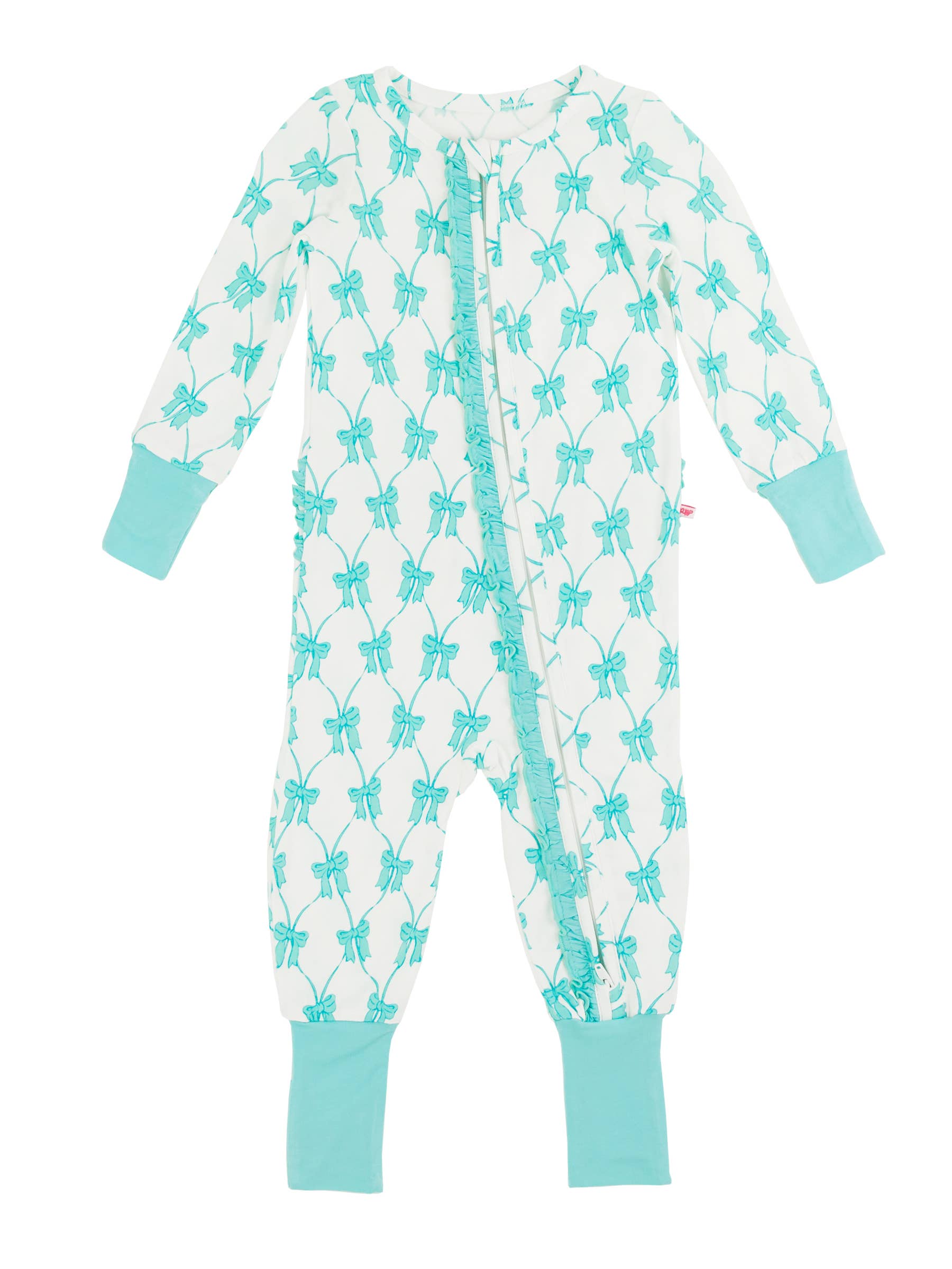 Baby Girls Teal Bow Ruffle Pajama