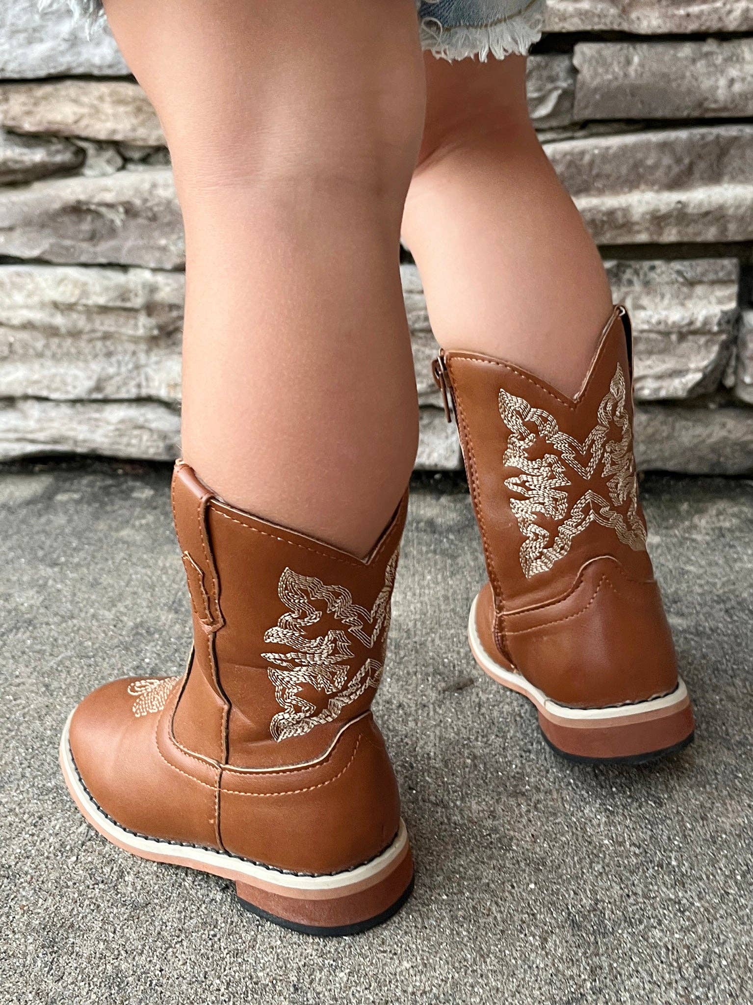 Kids Unisex Light Brown Cowboy Boots